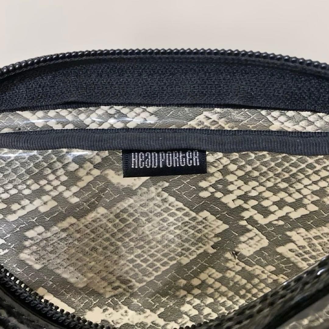 HEAD PORTER Python Pattern Vinyl Pouch 14cm x 21c… - image 5