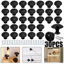New 30 Pack Matte Black Kitchen Cabinet Knobs Round Drawer Pulls Stainless Steel