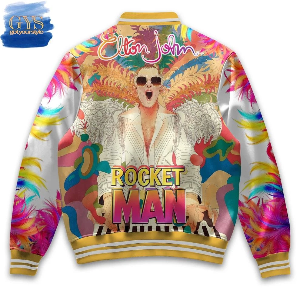 Elton John Rocket Man Colorful Varsity Jacket