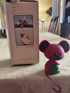 Vintage 1977 Stocking Hanger Calico Mouse Hallmark Christmas Red Holder