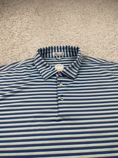 Peter Millar Polo Shirt Mens 2XL Green Blue Stripe Crown Performance Golf