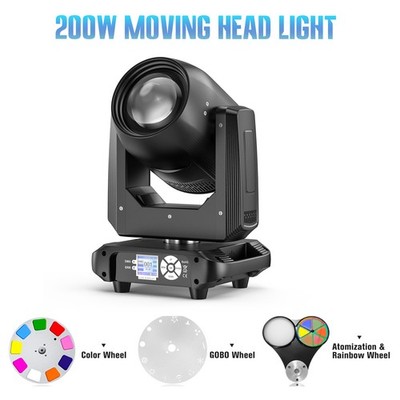 UKING 200W LED Zoom Moving Head Stage Light RGBW Beam Wash Gobo DMX DJ Lights