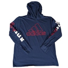 Adidas Kids Navy Blue Red Outline Logo Graphic Pullover Hoodie Sweatshirt XL