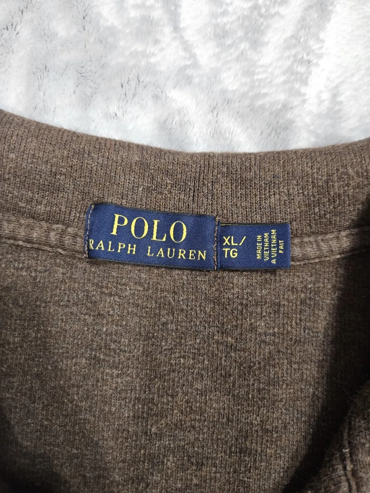 Polo Ralph Lauren Men’s 1/4 Zip Brown Pull Over Sweater Long Sleeve Ribbed Sz XL - Image 3 of 4