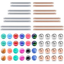 Piercing Set 56 Stück Schmuck Schraubkugel 316L Edelstahl Zungen Bauchnabel