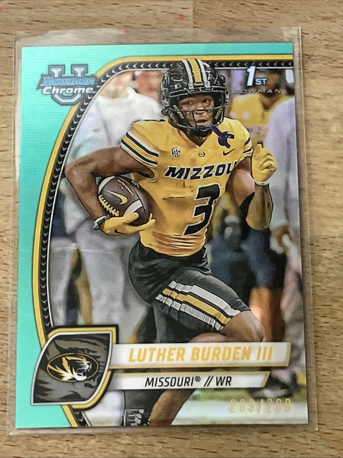 2024 Bowman Chrome University #123 Luther Burden III 1st Aqua Refractor /299 CHI