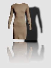 $352 Neiman Marcus Women's Brown Cashmere Long Sleeve Sweater Dress Size S