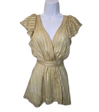 Blusa BCBG Maxazria Amarilla Semi Transparente Seda Manga Acampanada Top Talla Pequeña