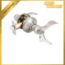 Probrico Wave Style Lever Handles Entry Door Lock Brushed Nickel Satin Nickel