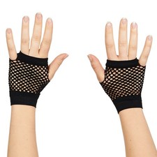 Rubie's - 80's Black Short Fishnet Adult Gloves