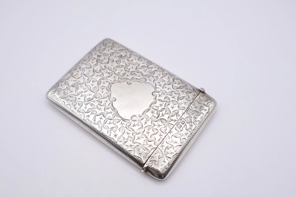 Antiguo estuche para tarjetas de plata de ley con sello Birmingham 1905 Foto 3 de 4