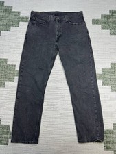Levis 505 Regular Straight Fit Jeans Men 36 Black Dark Wash Denim Stretch 36x31