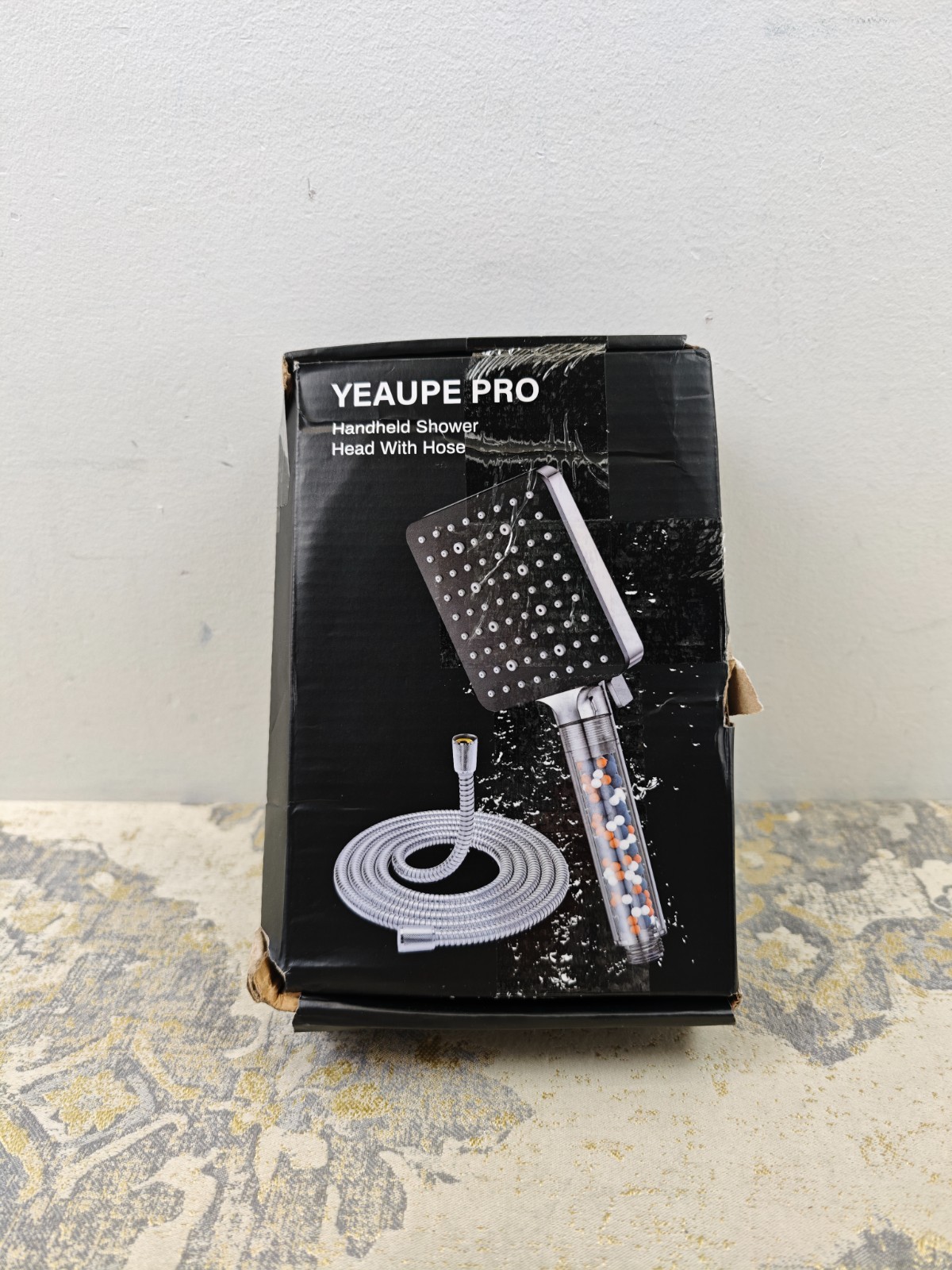 Shower Head and Hose 1.6M with Filter - YEAUPE PRO Square High Pressure Bathroom