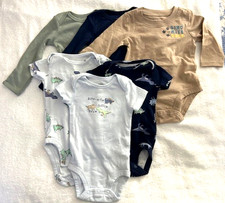0-3 Boys Lot of 6 Carter's Mix Sleeve Length Bodysuits, Cotton Blend Baby 17