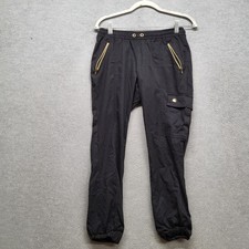 Jaanuu Women Scrub Bottom XS Black Cargo Button Zipper 25" Inseam