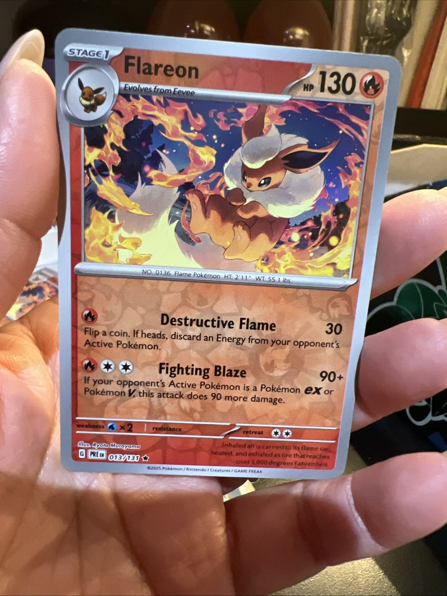 2025 Pokemon PRISMATIC EVOLUTIONS FLAREON REVERSE HOLO 13/131 RARE