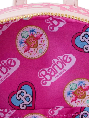 Loungefly Barbie The Movie Logo Embroidered Shells Flamingo 