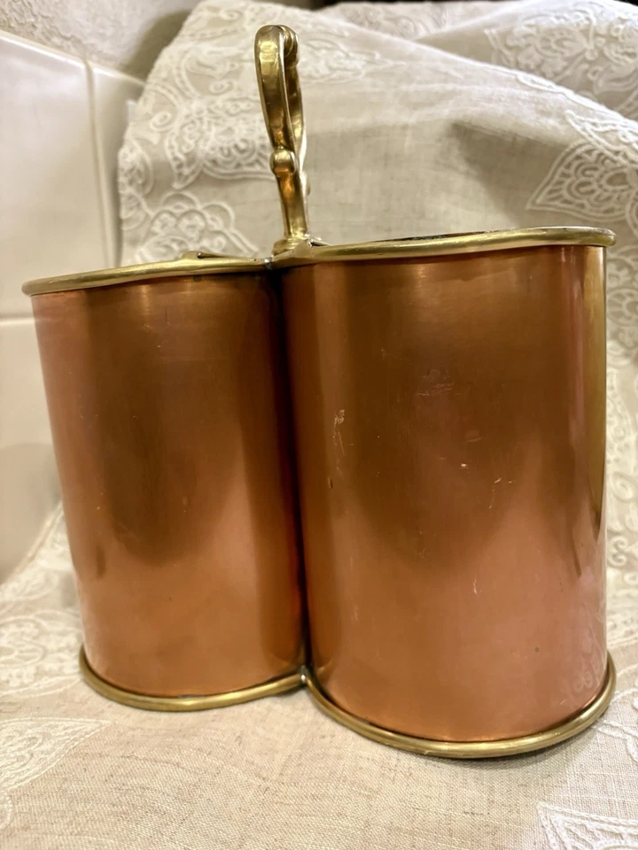 Enfriador de vino vintage de cobre y latón pátina clásica atemporal Foto 3 de 4