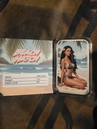 1 oz 999 Silver Bar “Midnight Mint “Beach Watch”– Vintage, Low Mintage