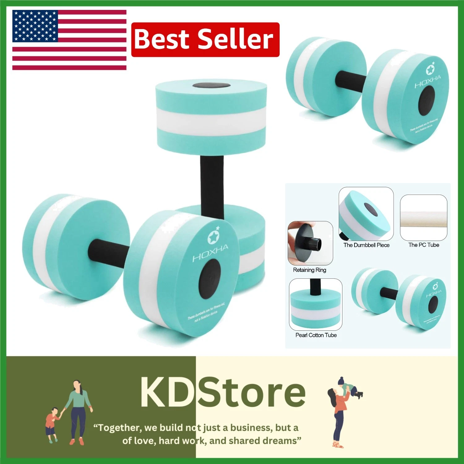 Lightweight Aquatic Dumbbells for Rehabilitation and Water Workouts - Set of 2