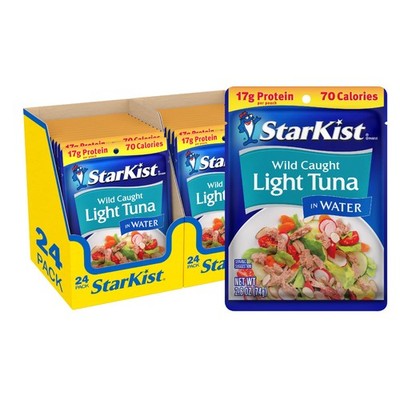 StarKist Chunk Light Tuna in Water, 2.6 oz Pouch 24 Pack Ready to Eat Wild Ca...