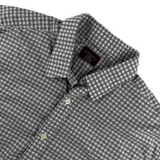 Untuckit Men's Gray Cotton Gingham Button-Down Shirt   Large
