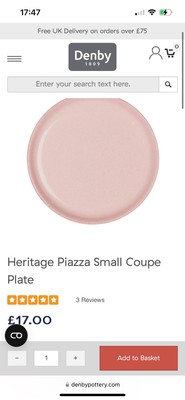 Denby Heritage Piazza X6 kleine Coupe Teller. NEU 