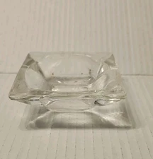 Vintage Clear Glass Ashtray 3-1/2" x 3-1/2" Square Mid Century Four Slot