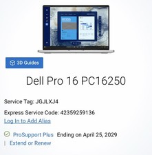 Dell Pro 16 Laptop PC16250/16GB/256GB SSD