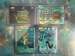 Topps Chrome SpongeBob SquarePants Trading Card Lot Of 4 Cards Serial Numbered