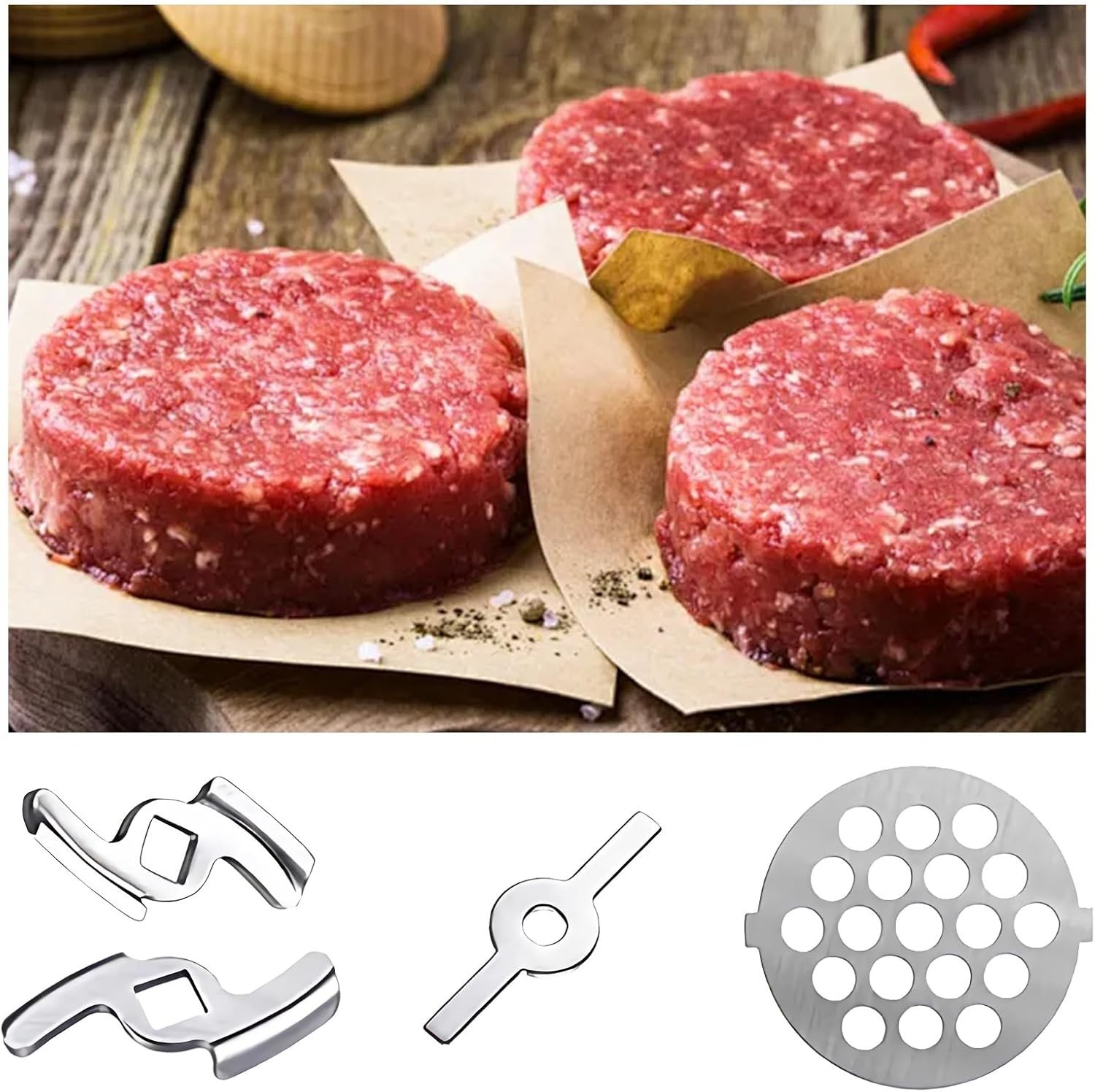 10-Piece Stainless Steel Meat Grinder Kit for Versatile Food Processing