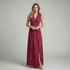 Michael Kors MK Women Purple Pink Maxi Dress Size M Floral Tropical Resort