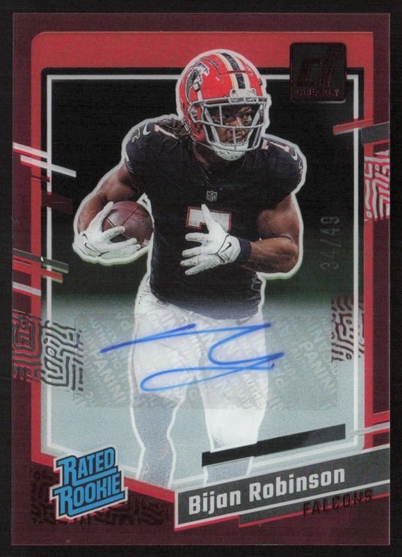 2023 Donruss Clearly Red 34/49 Bijan Robinson Rookie Auto #53 TS7