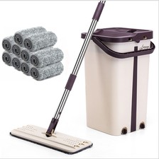 Auto Clean Mop Balai Seau Magique + 10 pièces de chiffon en microfibre filant