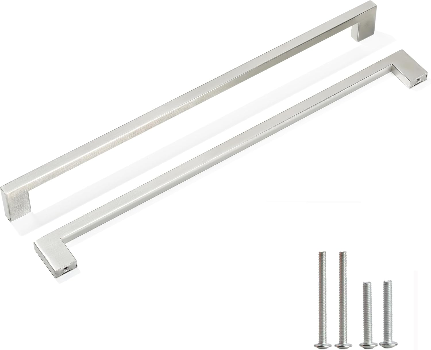 Cabinet Pulls Brushed Nickel Cabinet Handles Square Drawer Pulls, 2 Pack 15 Inch