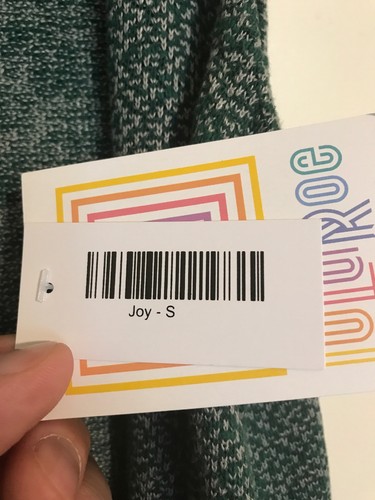 LULAROE Joy kleine Strickjacke lange Weste grün grau Strick gewebt strukturiert Neu mit Etikett Vintage! - Bild 6 von 8