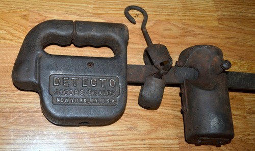 ANTIKE DETETO JACOBS HÄNGEBALKENWAAGE GUSSEISEN 100 KG MADE IN USA SAMMLERSTÜCK - Bild 2 von 11