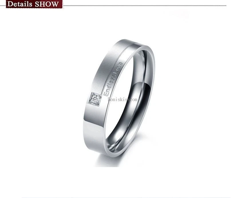 Alianza de boda de aniversario "Endless Love" anillo de promesa de parejas de acero inoxidable Foto 3 de 4