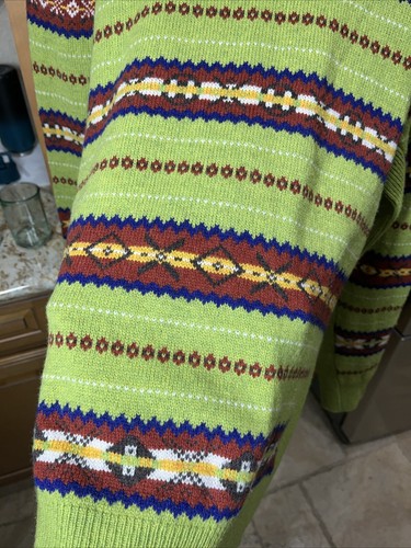 Rag & Bone Wesley Fair Isle Wool Crewneck Sweater in Green Multi M MSRP 395$ - Picture 7 of 8
