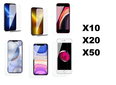 Pack of 10 20 50 Tempered GLASS for iPhone 7/8/XR/11/12 Pro/13/14/14 Pro Max