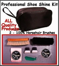 OUT of STOCK!.......... SHOE SHINE Travel KIT ~ 2 - Horse Hair Brushes and More!