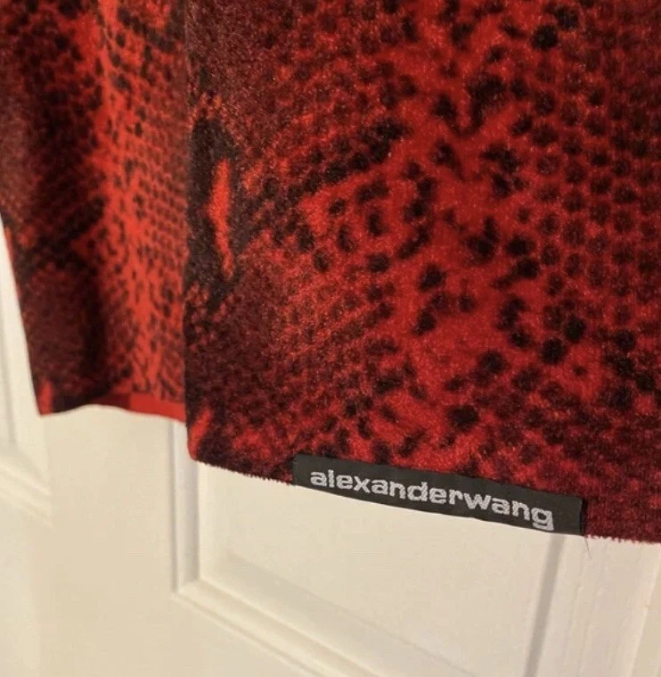 Mini abito rosso xs ALEXANDER WANG stampa pelle di serpente us intime ottimeioni