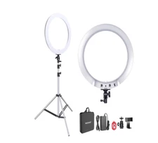 Neewer RM18 RM-18 Silver Metal LED Ring Light with Stand Kit Brand New