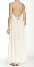Everleigh Women Strappy Textured Print Sleeveless Maxi Dress Ivory Size Small