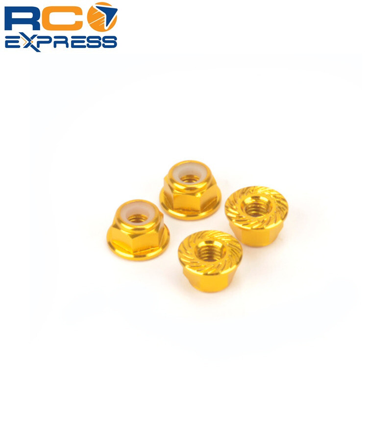 Monkey King RC M4 Alloy Serrated Nyloc Nuts - Gold - 4pcs