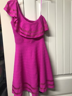 Ted Baker One Shoulder Knitted Skater Dress Streena Pink Sz