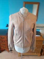 Karen Millen Atelier New Natural/nude Panelled Lambskin Leather Bomber Jacket