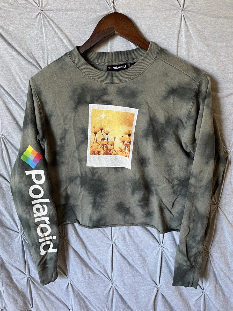 Polaroid Logo Tie Dyed cropped Pullover Sweatshirt Size XS