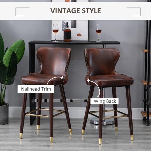 Vintage Set Of 2 Kitchen Counter-Height Bar Stool Suitable For Home/Hotel Use - Picture 5 of 9