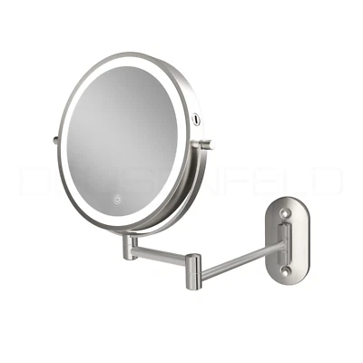 DEUSENFELD WL7EFA Akku Batterie LED Doppel Kosmetikspiegel 7x +Normal EDELSTAHL - Bild 1 von 4